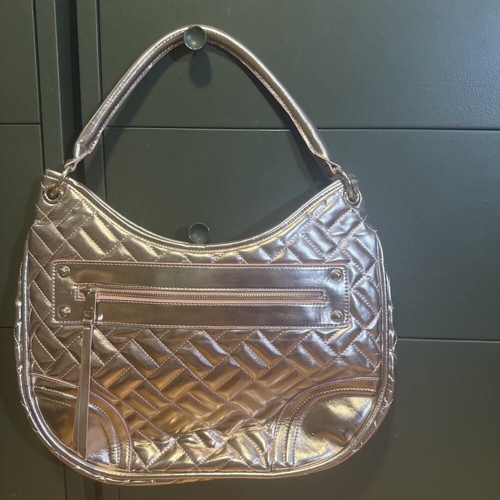 Gianni Bini Pink Gold Quilted Hobo Handbag Women's Shoulder Purse Spacious Tote